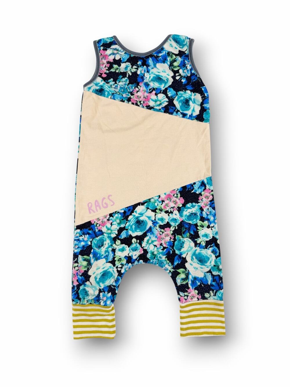 RAGS Floral Tank Rag Romper Blue Pink Colorblock Striped 2